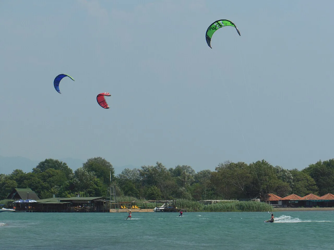 Kitesurfers at Ada Bojana.
