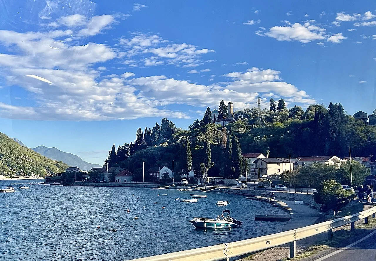 The waterfront at Bijela, the village next to Baošići on the Bay of Kotor.