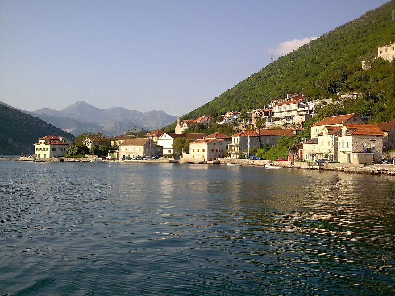 Baošići on the shore of the Bay of Kotor.