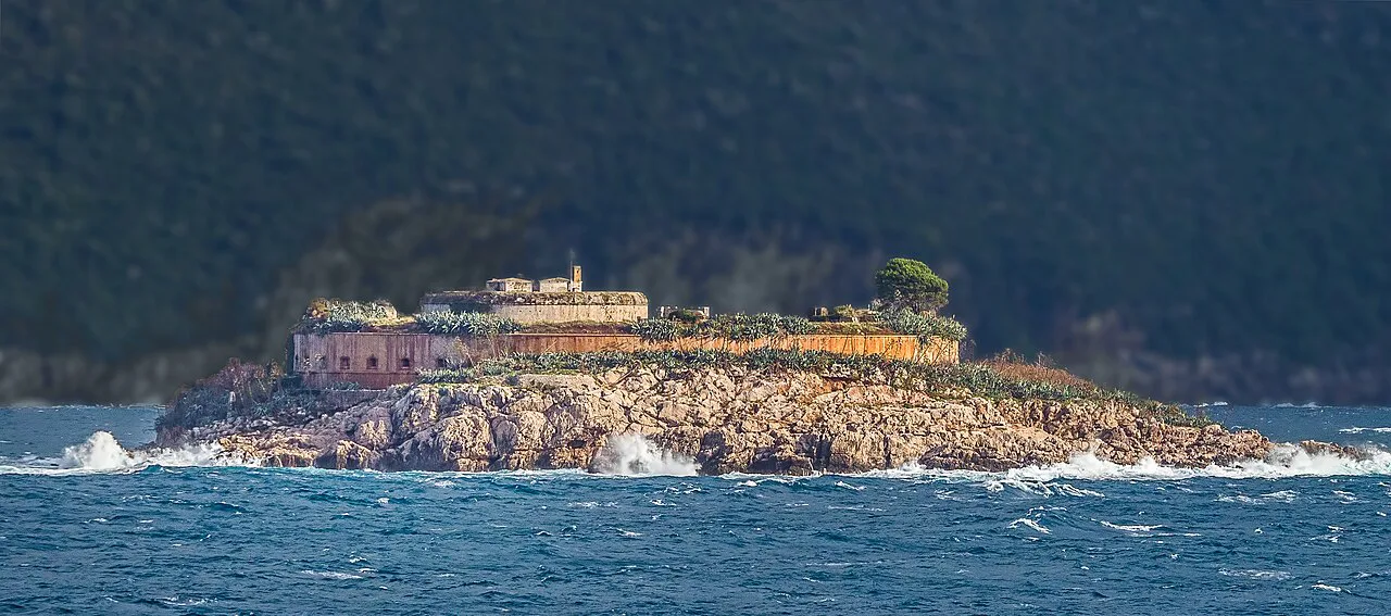 Fort Mamula on its island at the entrance to the Bay of Kotor.