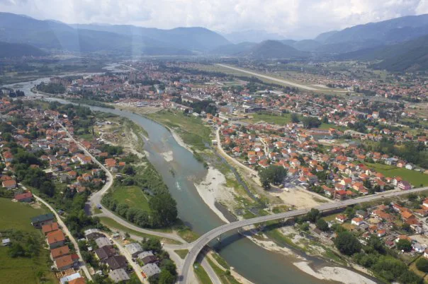 Berane and the Lim river seen from above.