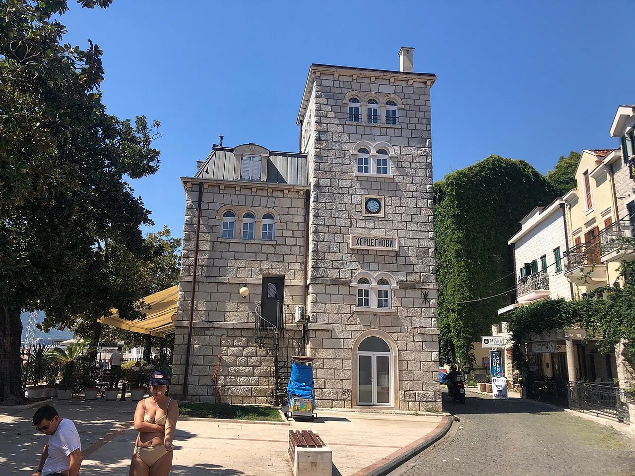The stone clock tower in Herceg Novi.