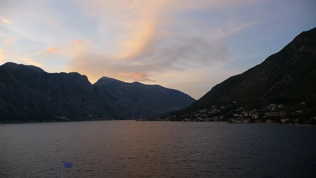 The Bay of Kotor at dusk.