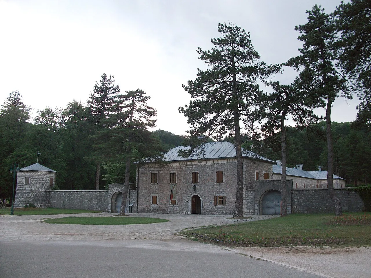 Biljarda in Cetinje among tall pines.