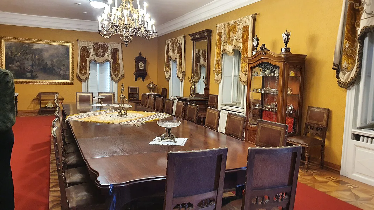 The dining room inside King Nikola's Palace in Cetinje.