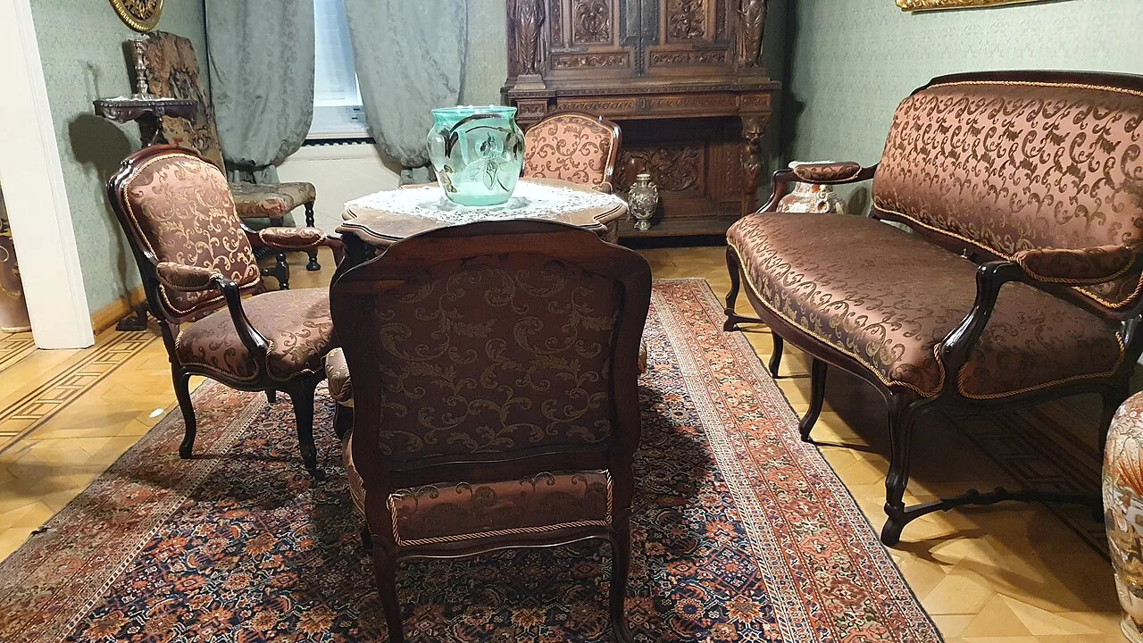 A furnished salon inside King Nikola's Palace in Cetinje.
