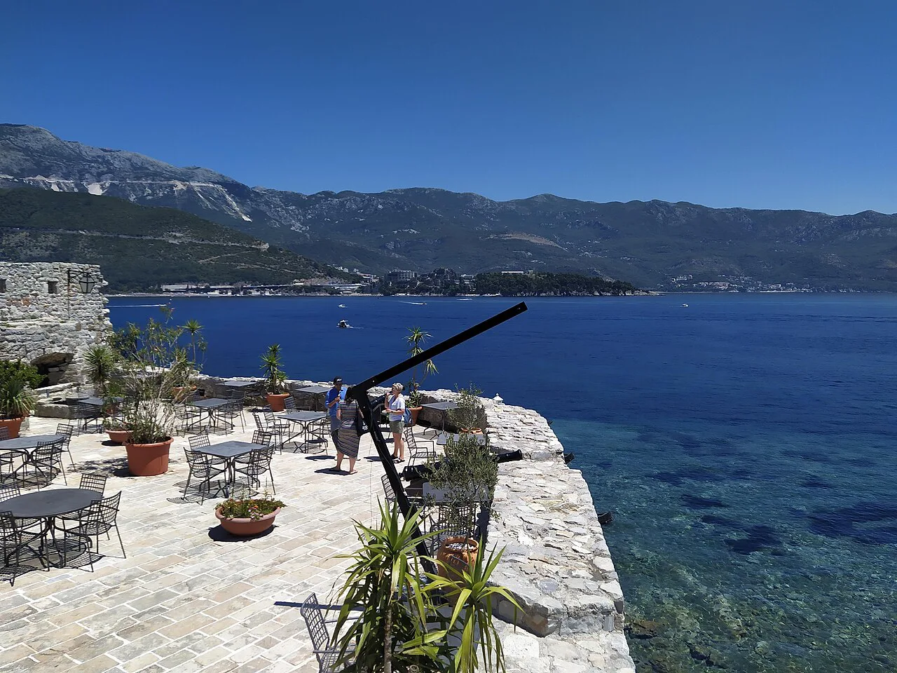 The terrace of Budva Citadel overlooking the sea.