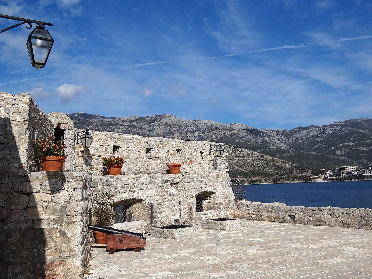 The terrace of Budva Citadel above the sea.
