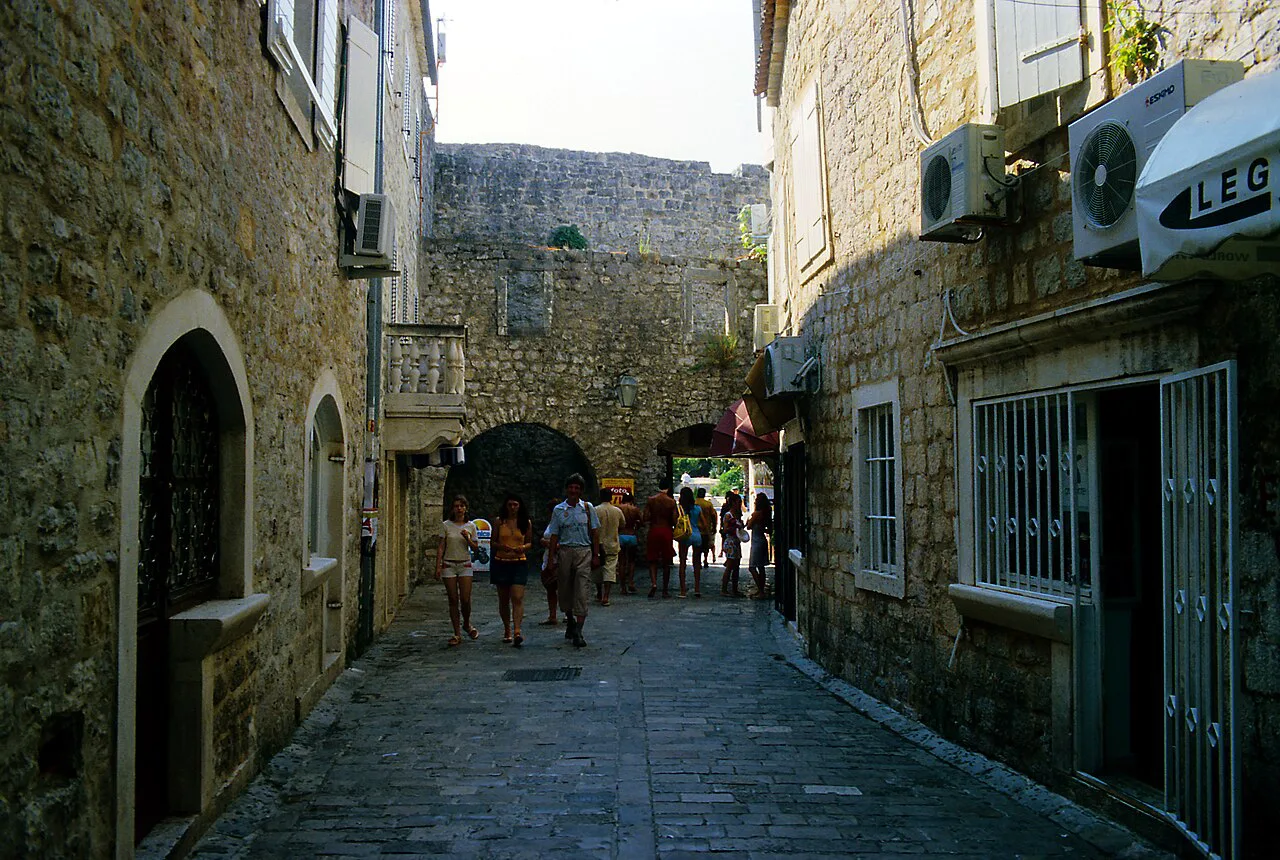 Njegoševa street in Budva Old Town.
