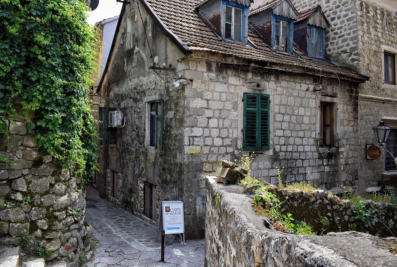 The lane outside the Cats Museum in Kotor Old Town.