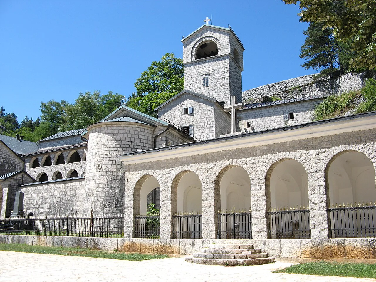Cetinje Monastery and its bell tower.