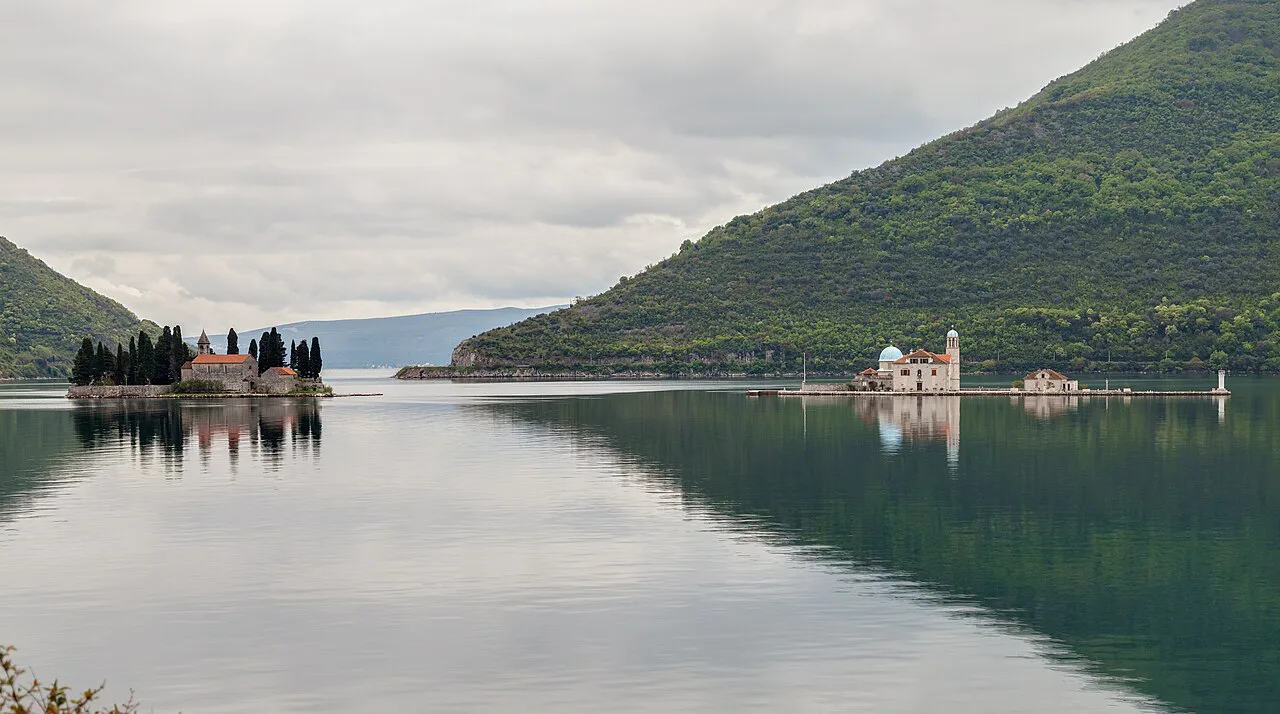 The islets of Our Lady of the Rocks and St George off Perast, a short boat ride from the town.