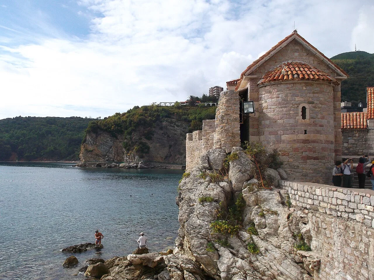 A stone church on the seaward walls of Budva Old Town.