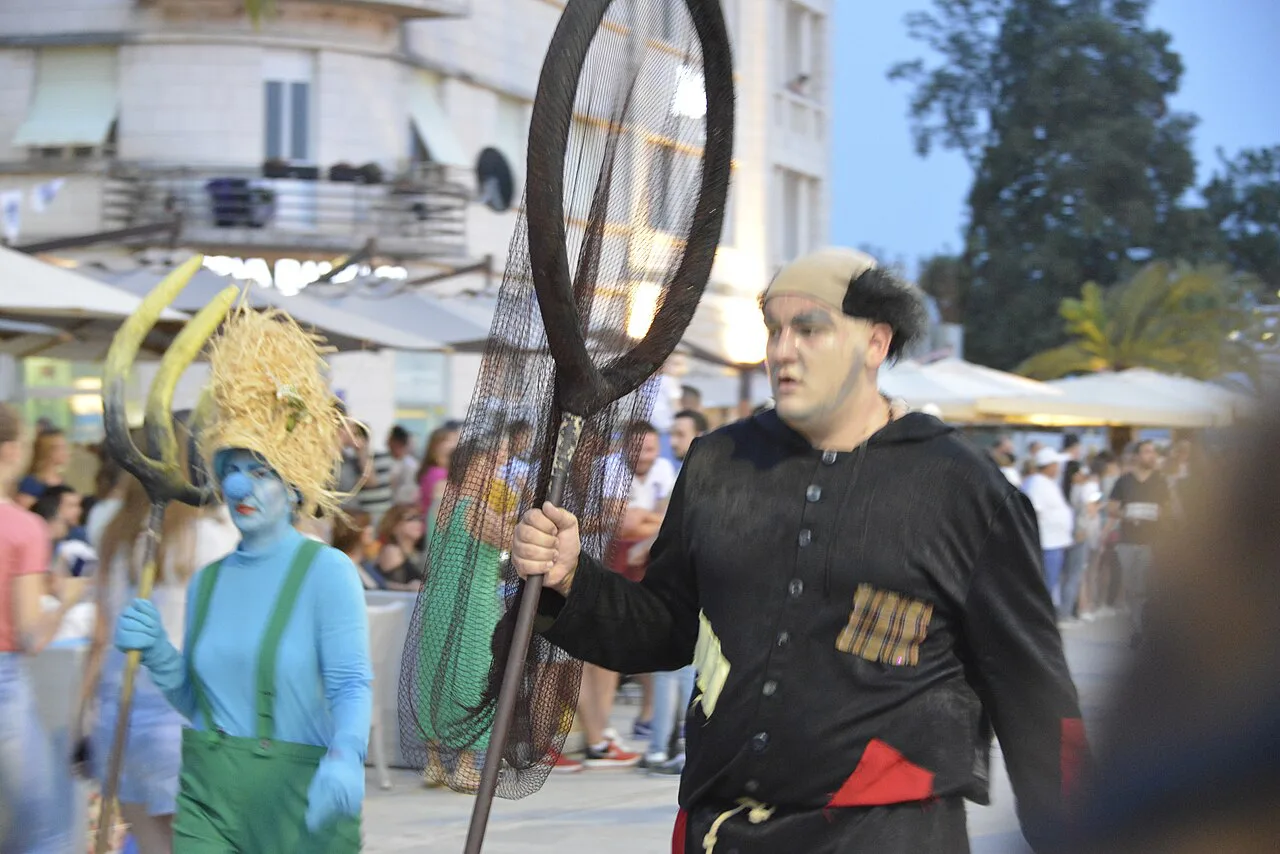 Costumed performers at the International Carnival in Tivat, 2019.