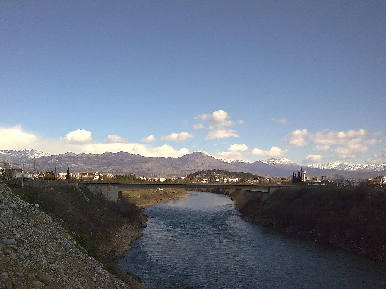 The Morača river below Gorica hill, Podgorica.