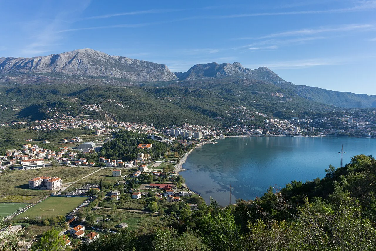 Herceg Novi and the bay seen from the hills above the town.
