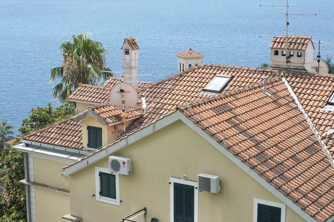Rooftops of Herceg Novi above the sea.