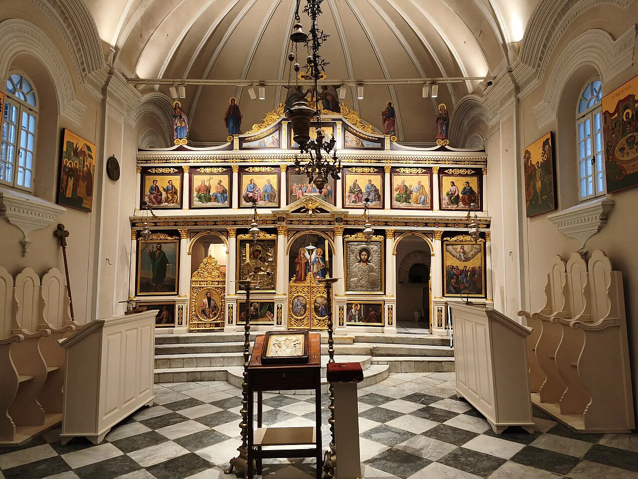 The iconostasis inside an Orthodox church in Herceg Novi.
