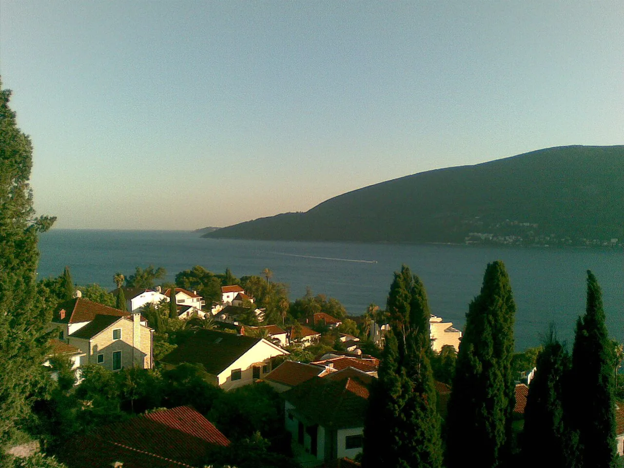 The rooftops of Herceg Novi above the bay.
