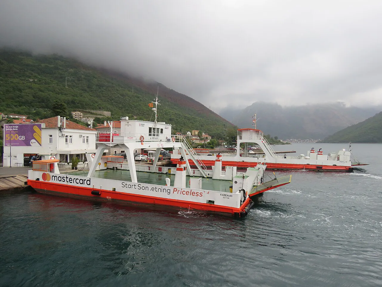 Ferries on the Kamenari–Lepetane line at the Verige Strait.