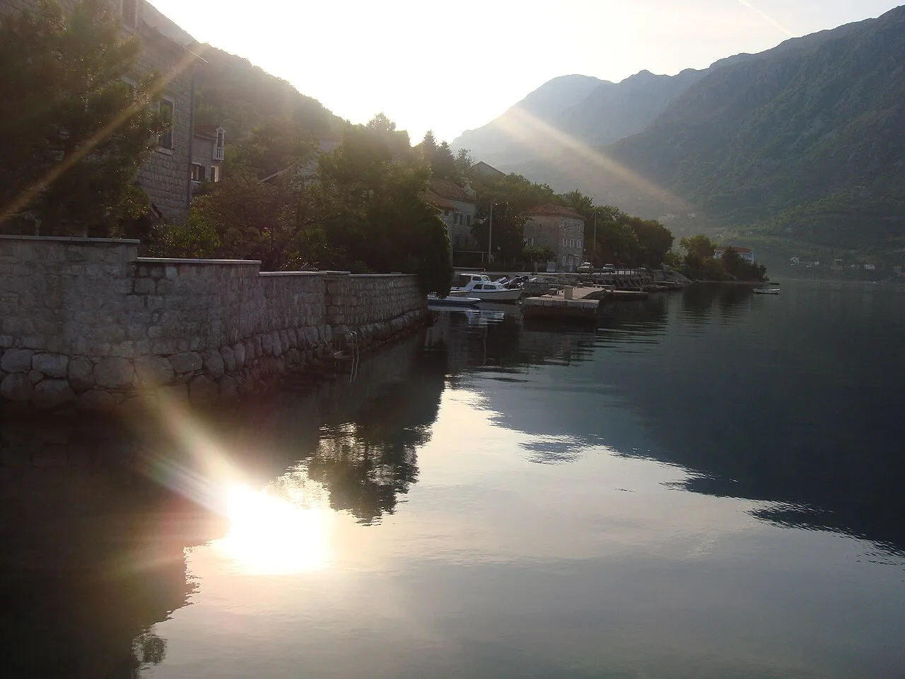 The waterfront at Kostanjica on the Bay of Kotor.