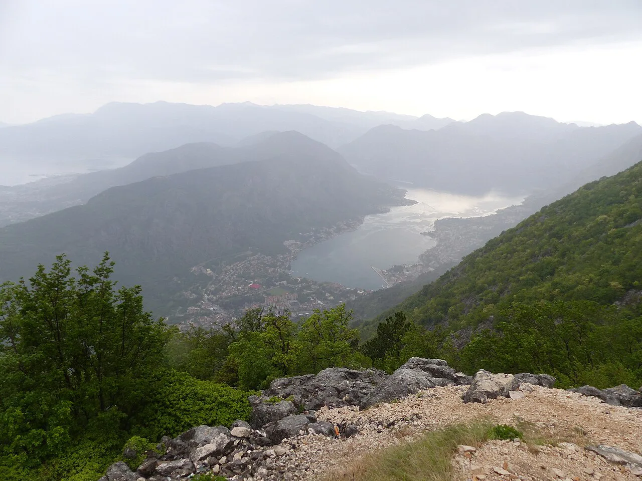 The Bay of Kotor seen from the mountains above Kotor