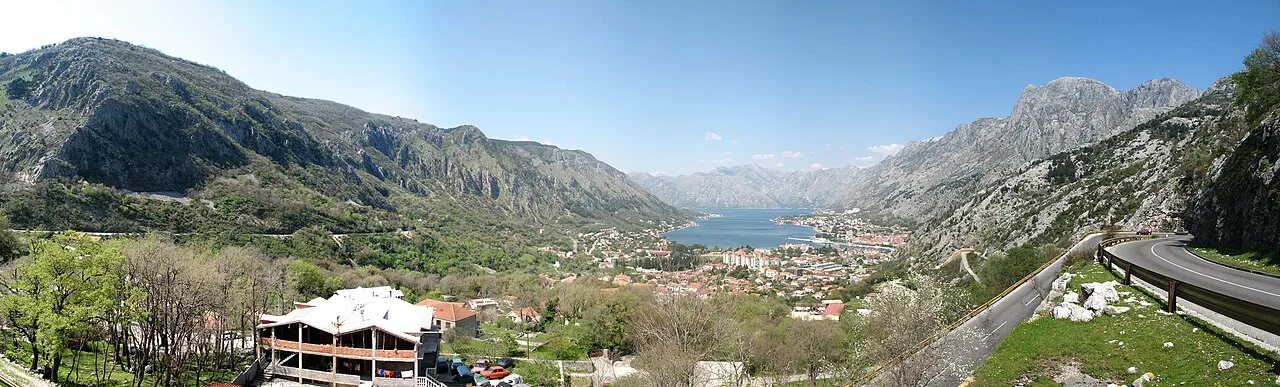 Kotor and its bay seen from the hills above the town
