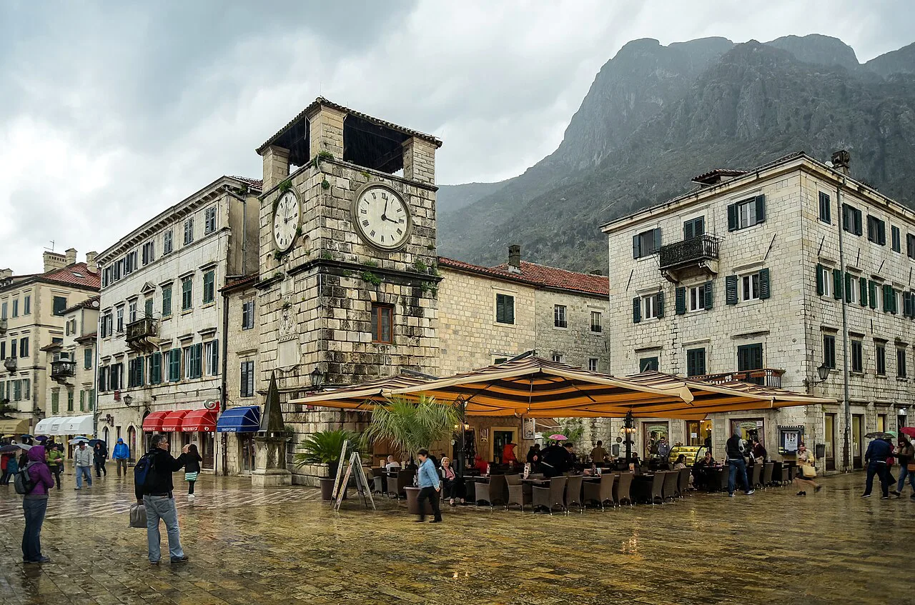 The Clock Tower and Square of Arms in Kotor Old Town.