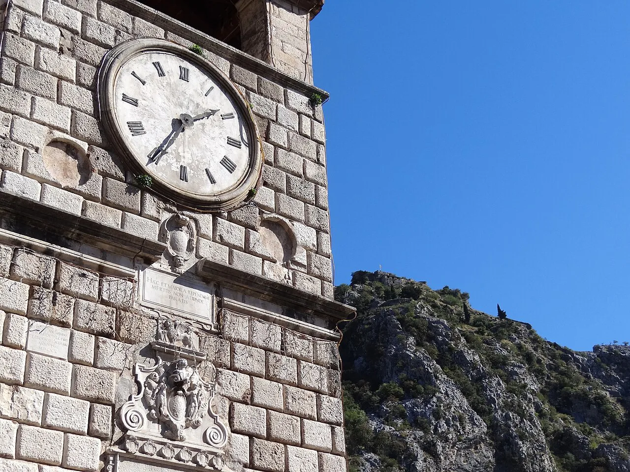 The Town Clock Tower in Kotor Old Town.