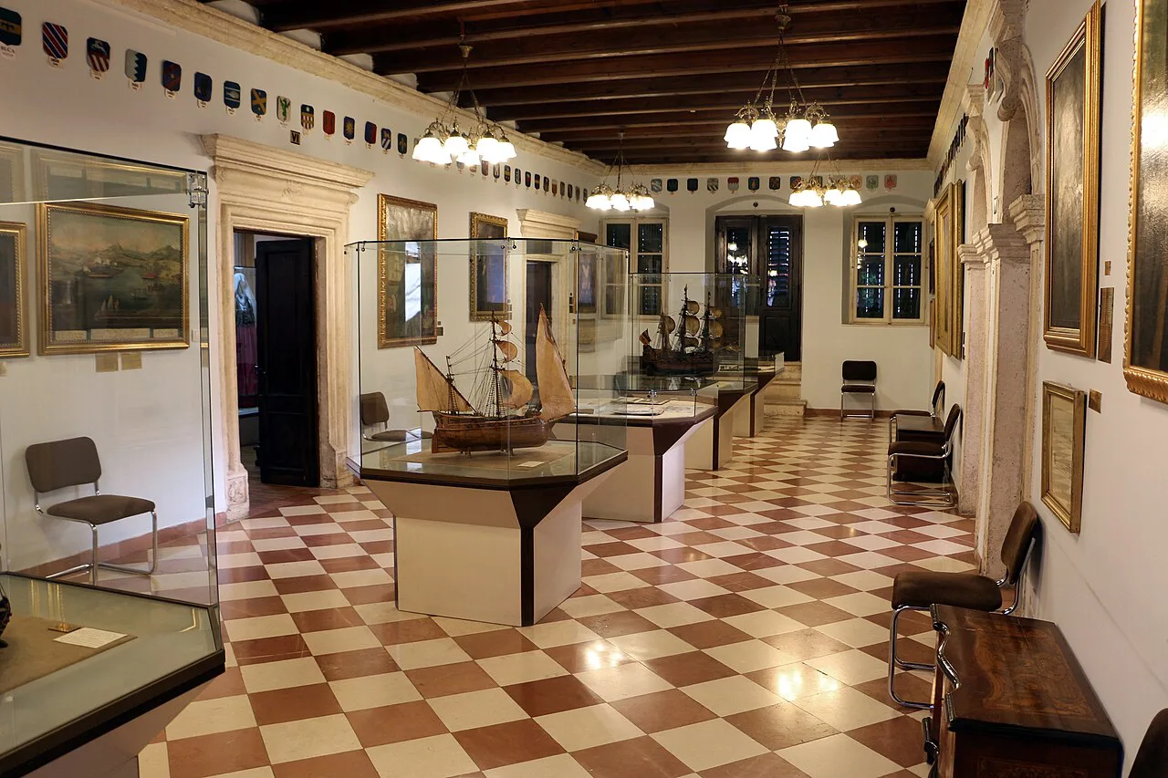 Exhibition hall inside the Maritime Museum in Kotor Old Town.