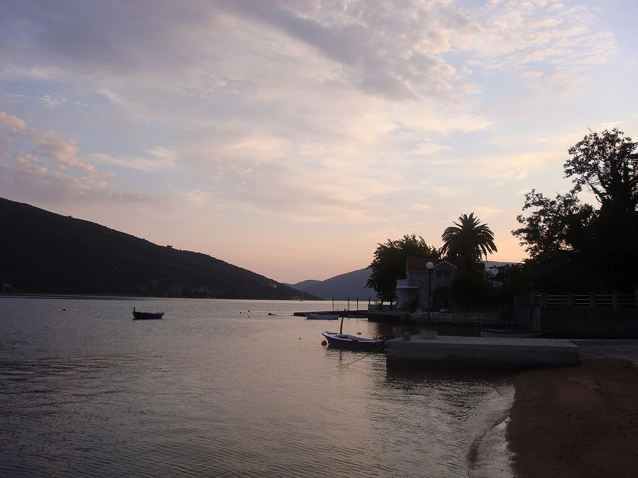 Sunset over the water at Kumbor.
