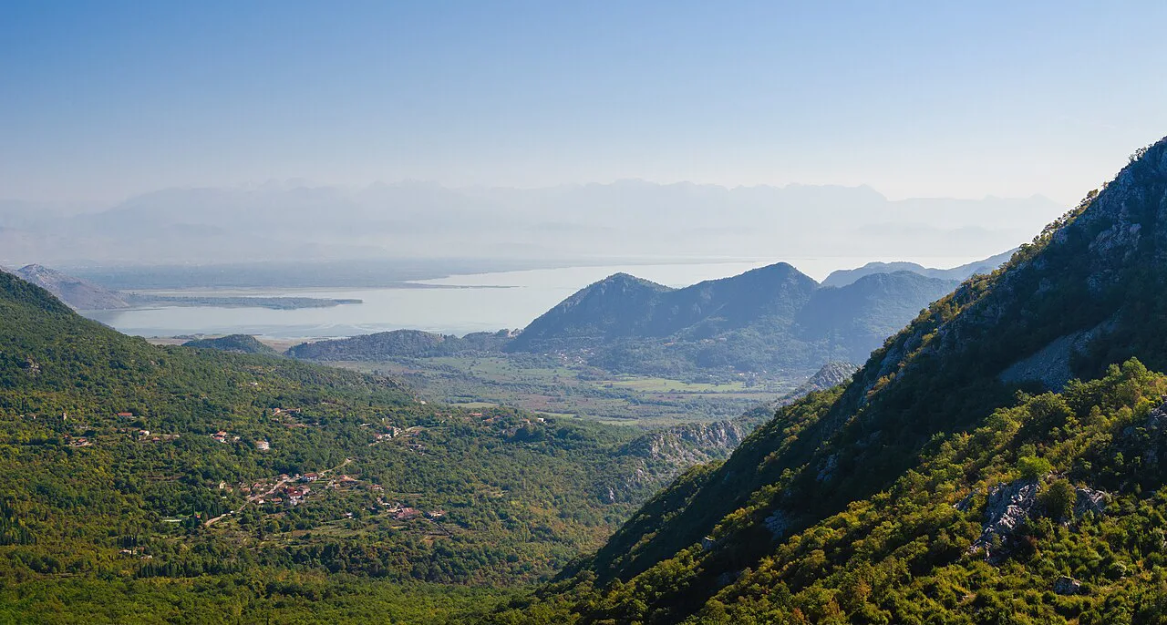 Lake Skadar seen from the surrounding mountains.