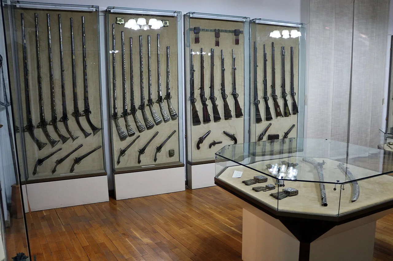 The armoury display inside the Maritime Museum of Montenegro in Kotor.