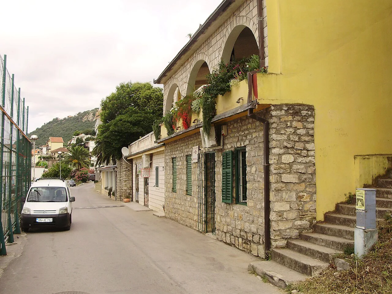 A stone house on a quiet street in Meljine, Herceg Novi.