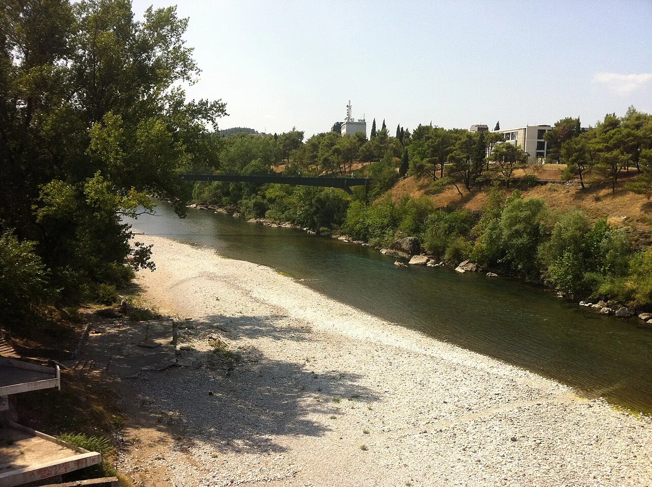 A gravel riverbank in Podgorica.
