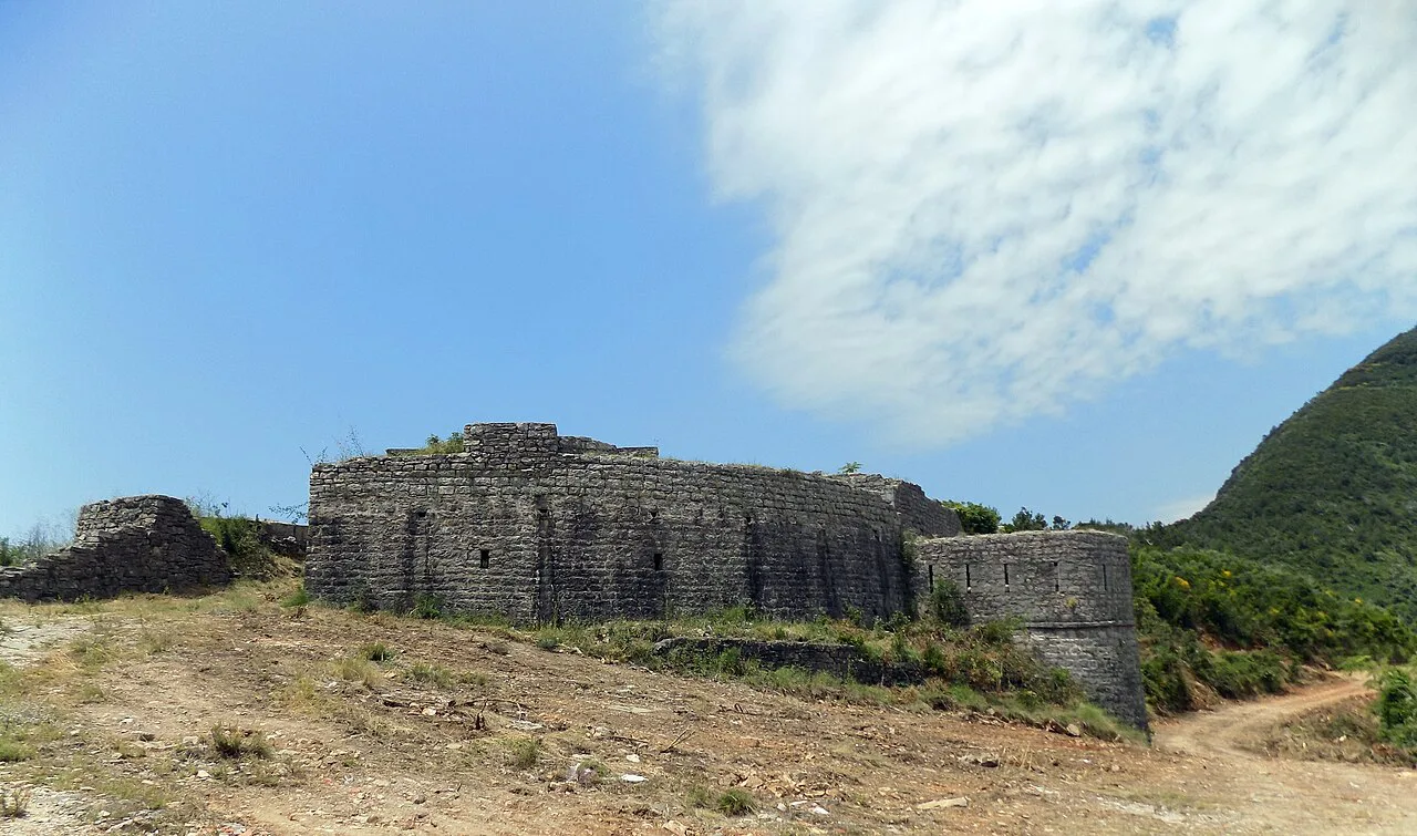 Remains of Fort Mogren on the hill near Budva.