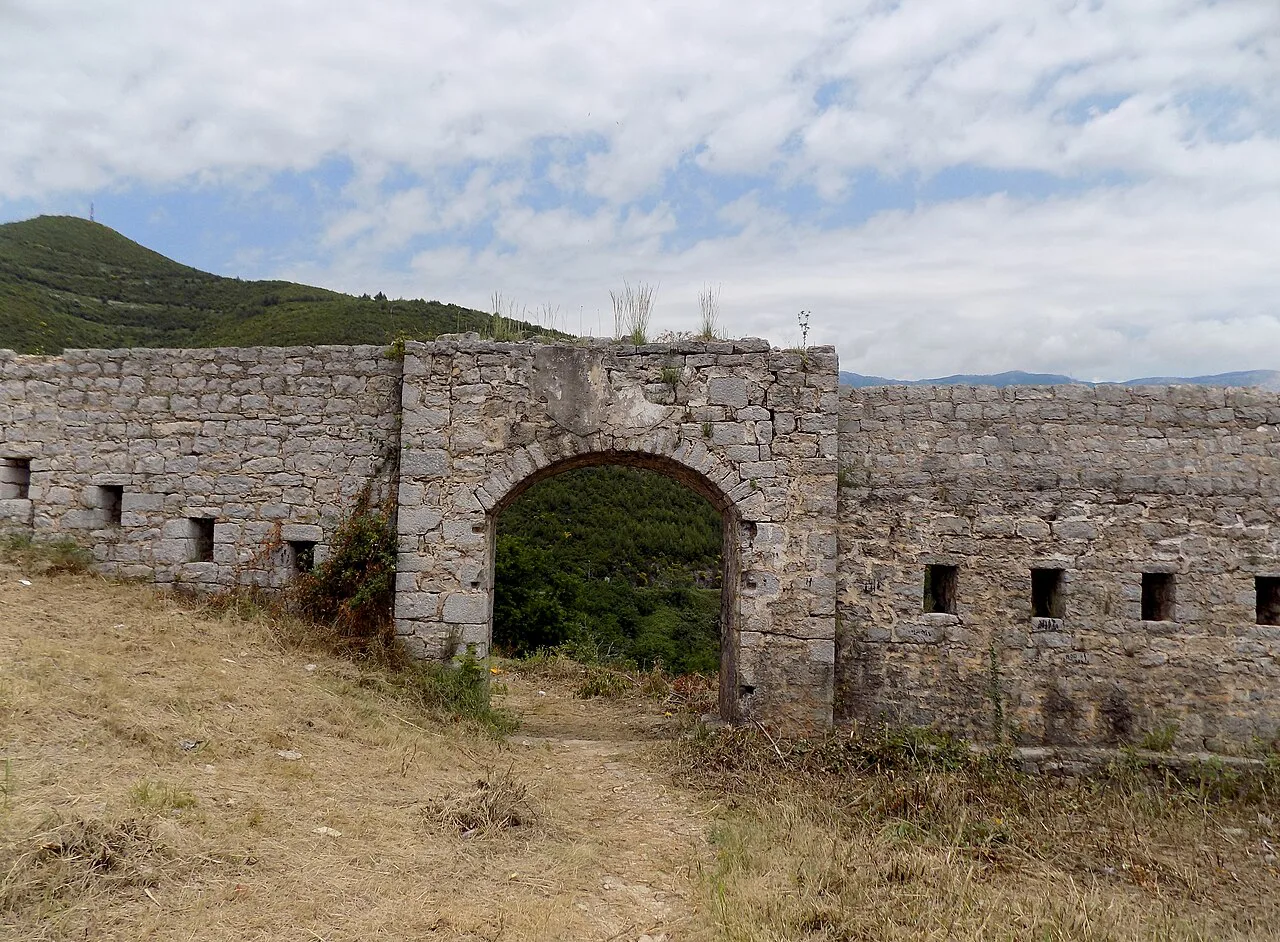 The arched gateway of Fort Mogren near Budva.