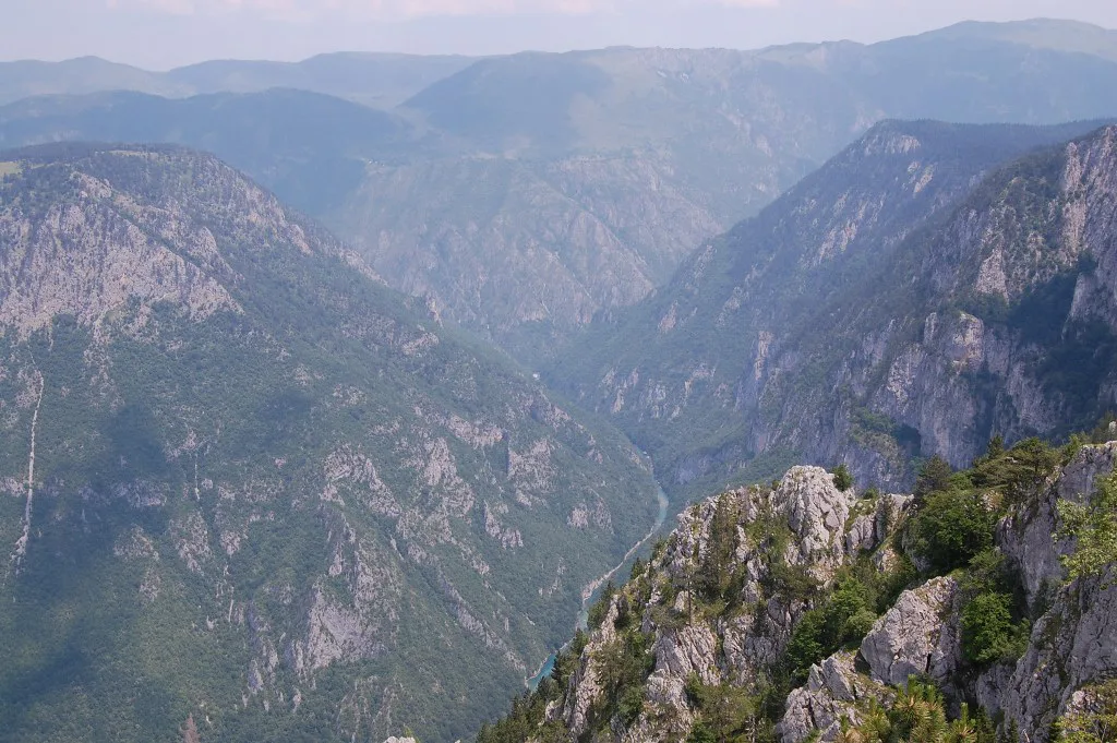 Steep rocky walls of the Tara River Canyon.