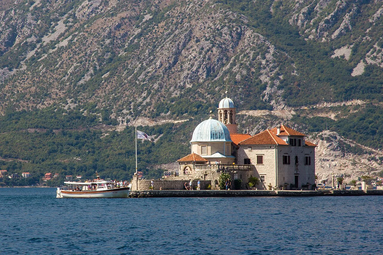 Our Lady of the Rocks islet in the Bay of Kotor off Perast.