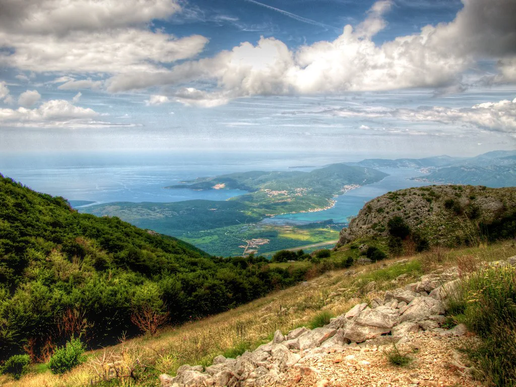 View down to the Bay of Kotor from the hills.