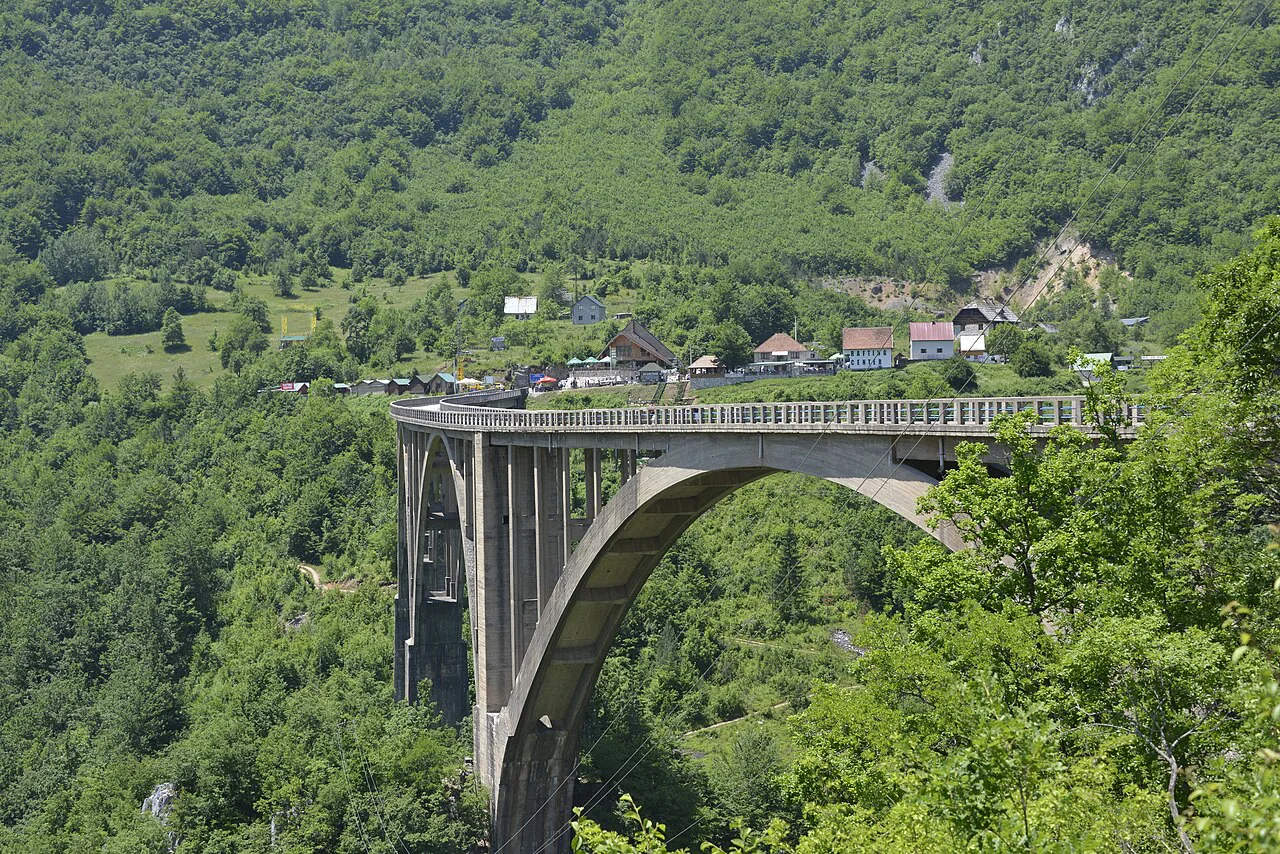 The Tara Bridge spanning the Tara river canyon near Žabljak.