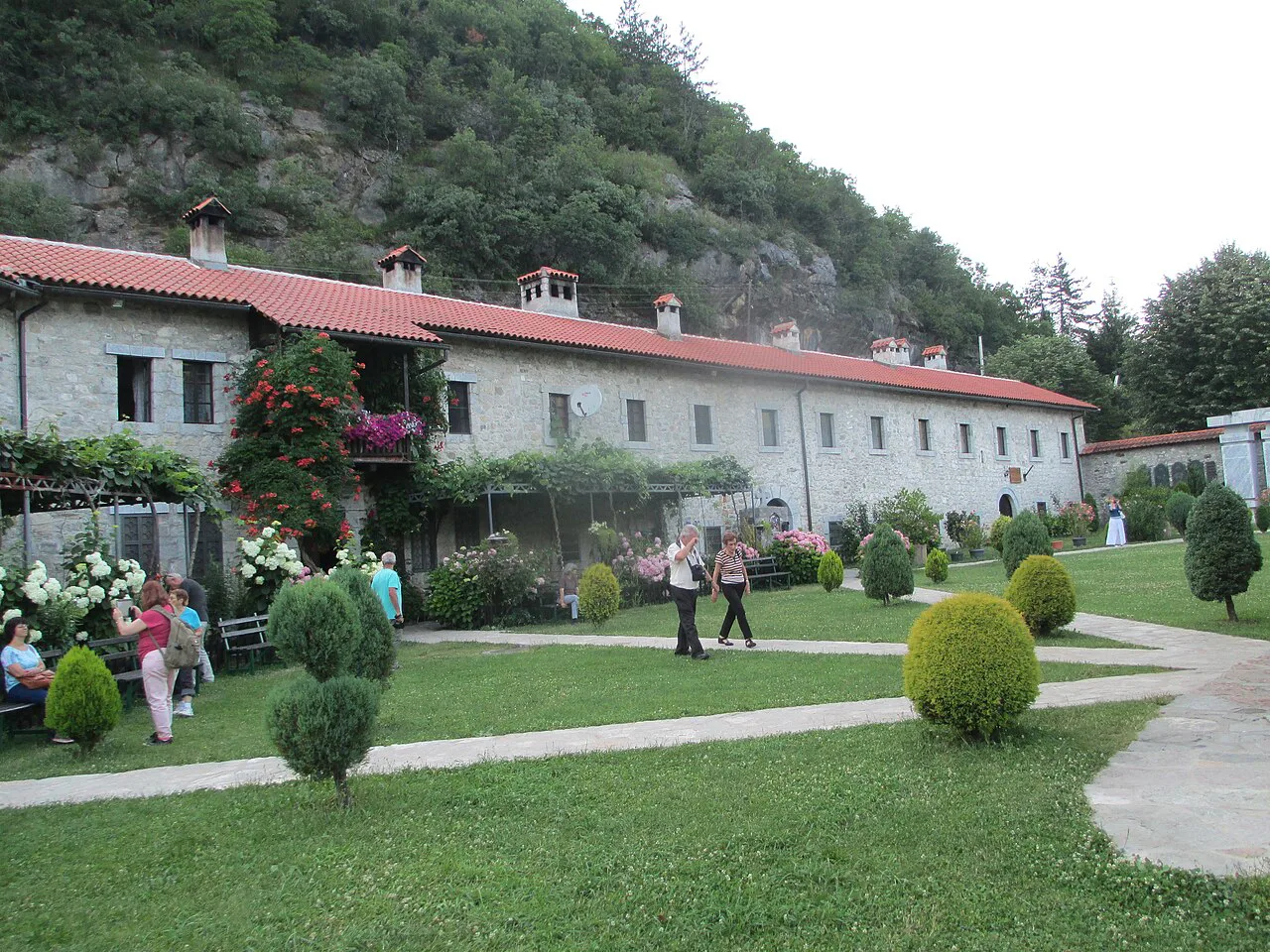 Gardens and monastic buildings at Morača Monastery.
