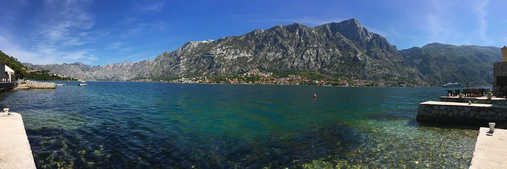 The Bay of Kotor seen from the coastal road between Muo and Prčanj.