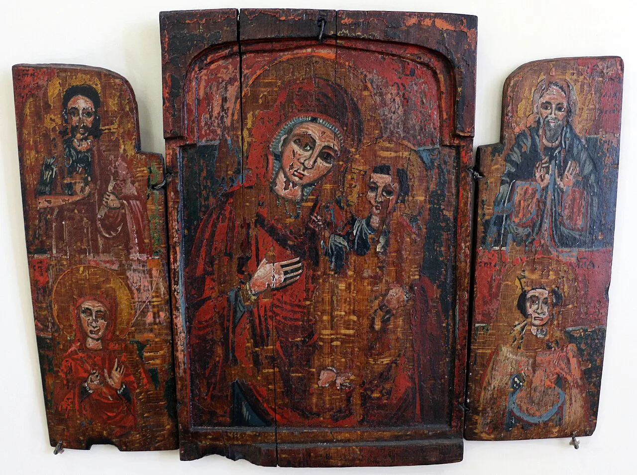 Seventeenth-century painted altarpiece of the Madonna and Child at the National Museum in Podgorica.
