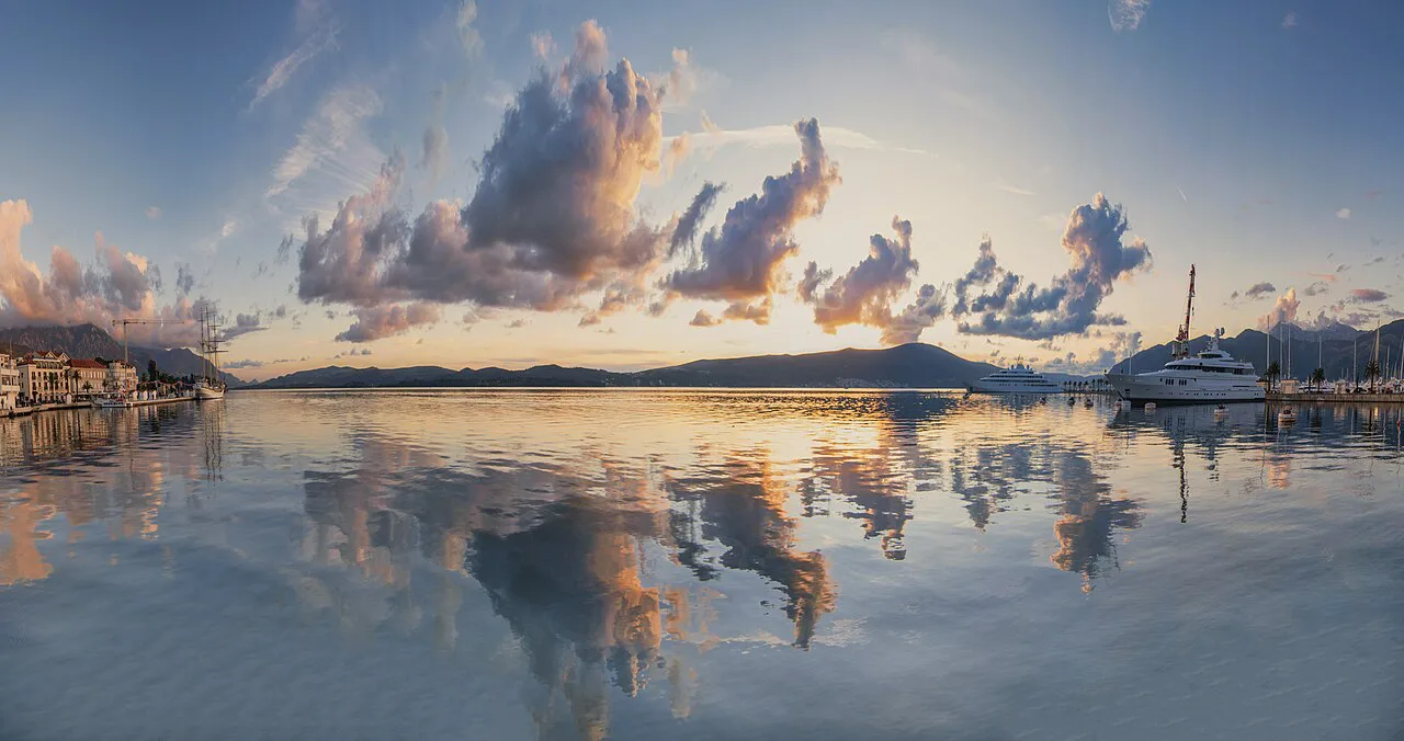 Sunset over the bay at Tivat