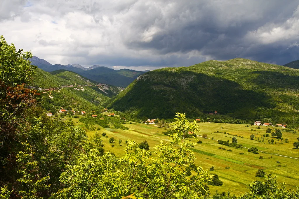 Green hills and fields around Nikšić.