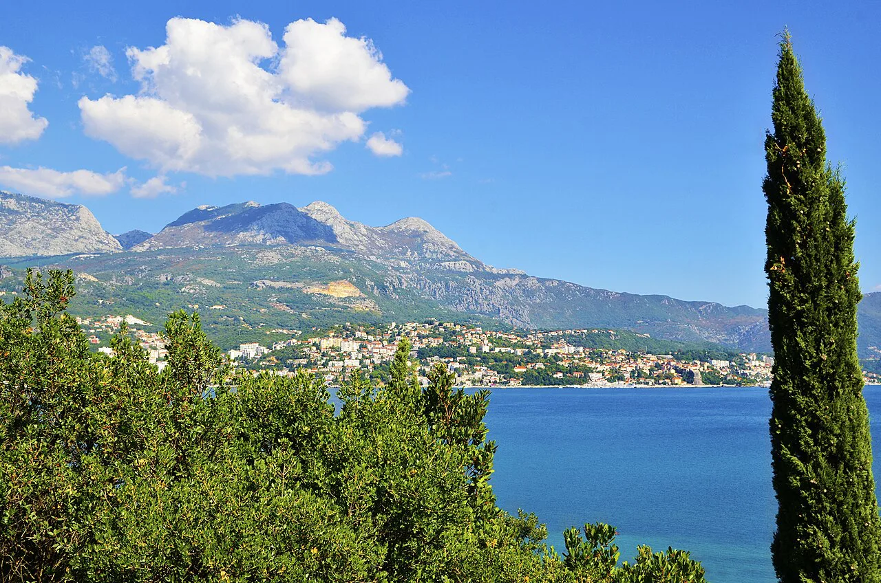 Mount Orijen seen across the bay from Njivice.