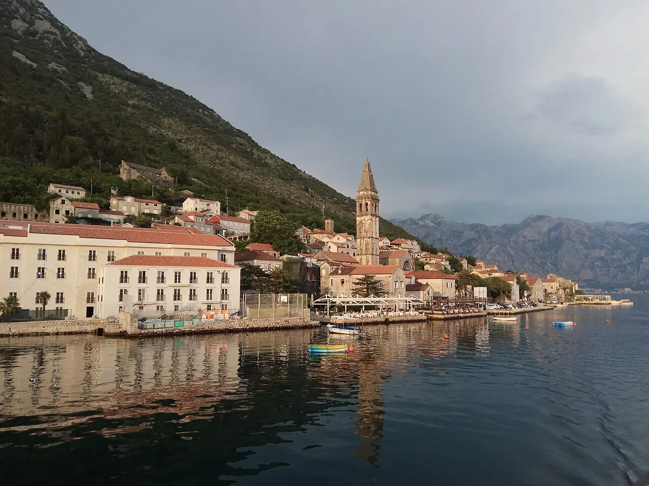Perast reflected in the Bay of Kotor.