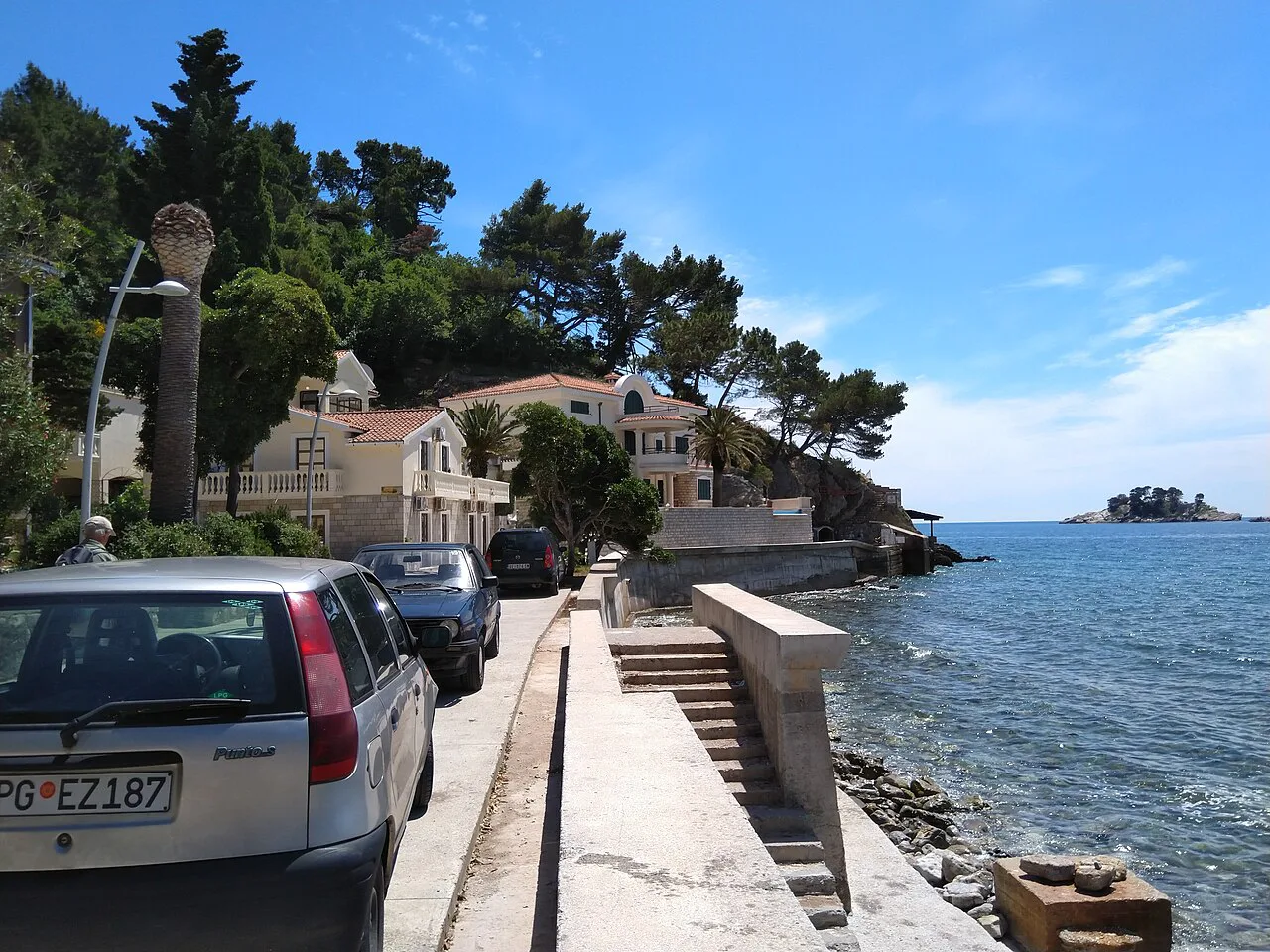 The seafront walkway in Petrovac.