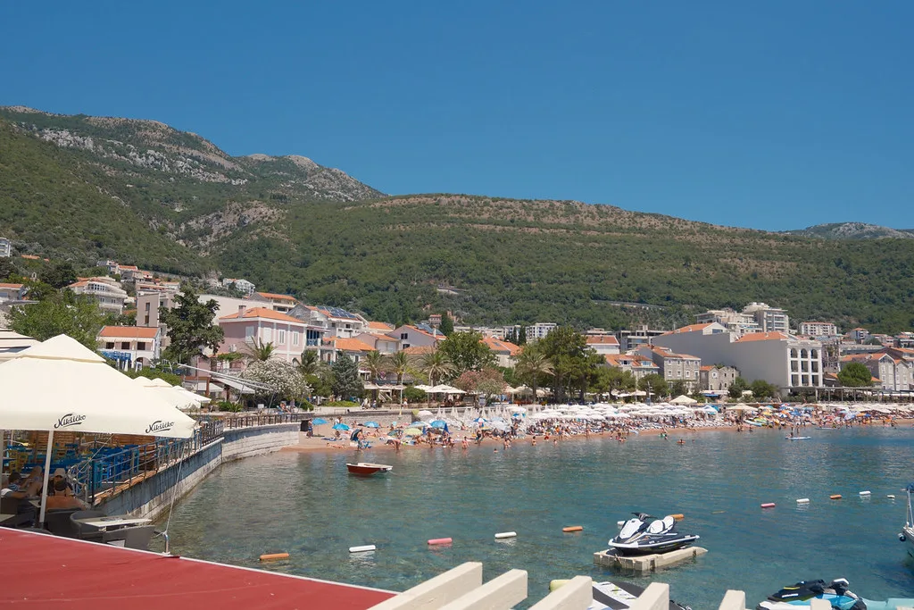 Petrovac's seafront promenade and bay.